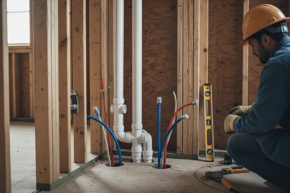Drain and supply rough-in during Leak Detection in Issue